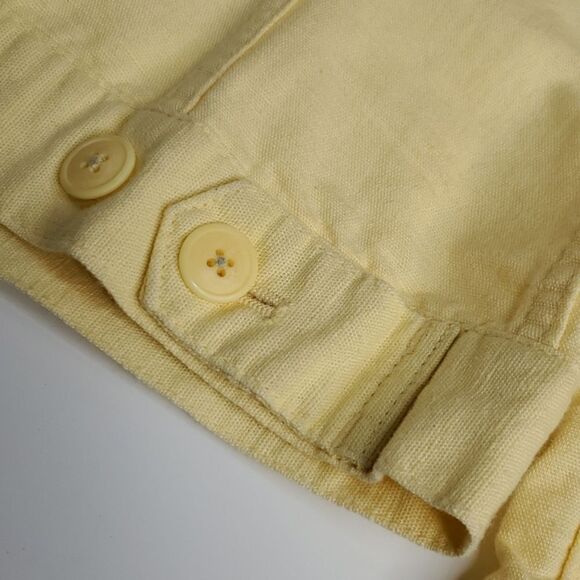 M EDDIE BAUER LINEN COTTON PALE PASTEL YELLOW SHIRT SHACKET JACKET MEDIUM - Picture 14 of 14